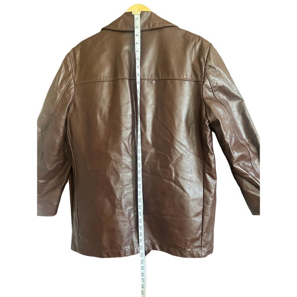 VTG Sears The Leather Shop Mens Size 42 Jacket Removable Lining Brown Buttons - Picture 4 of 13